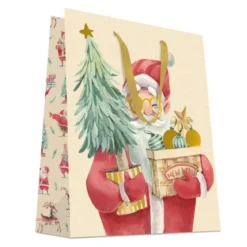 SAC CADEAU PERE NOEL DORE A CHAUD OR 26X32CM