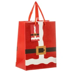 SAC CADEAU PERE NOEL PAILLETTES D.18X10X23CM