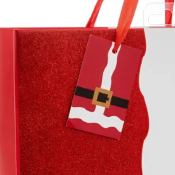 SAC CADEAU PERE NOEL PAILLETTES D.18X10X23CM