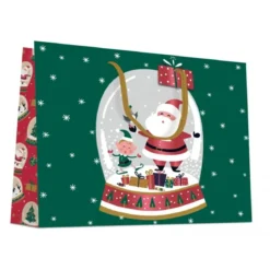 SAC CADEAU PERE NOEL ROUGE VERT 26X32CM