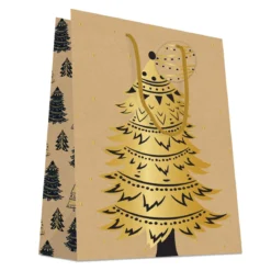 SAC CADEAU SAPIN DORE CHAUD GRAND FORMAT