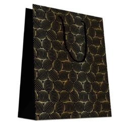 SAC CADEAUX BOULES RAYEES OR 32X40CM