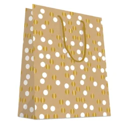 SAC CADEAUX KRAFT DORURE CHAUD POIS OR BLANC 32X40CM