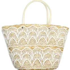SAC DE PLAGE BLANC ET NATUREL L38XH25CM