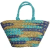 SAC DE PLAGE BLEU ET NATUREL L52XW20XH30CM