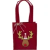 SAC FEUTRINE ROUGE CERF 14X16CM