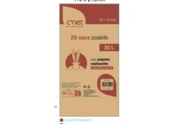 20 SACS POUBELLE 30L AVEC POIGNEES