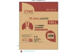 10 SACS POUBELLE 100L AVEC POIGNEES