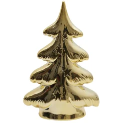 SAPIN CERAMIQUE LED DORE A POSER H.21CM
