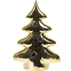 SAPIN CERAMIQUE LED DORE A POSER H.15CM