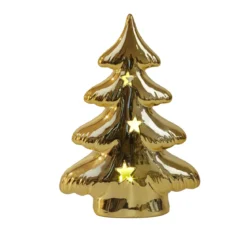 SAPIN CERAMIQUE LED DORE A POSER H.15CM