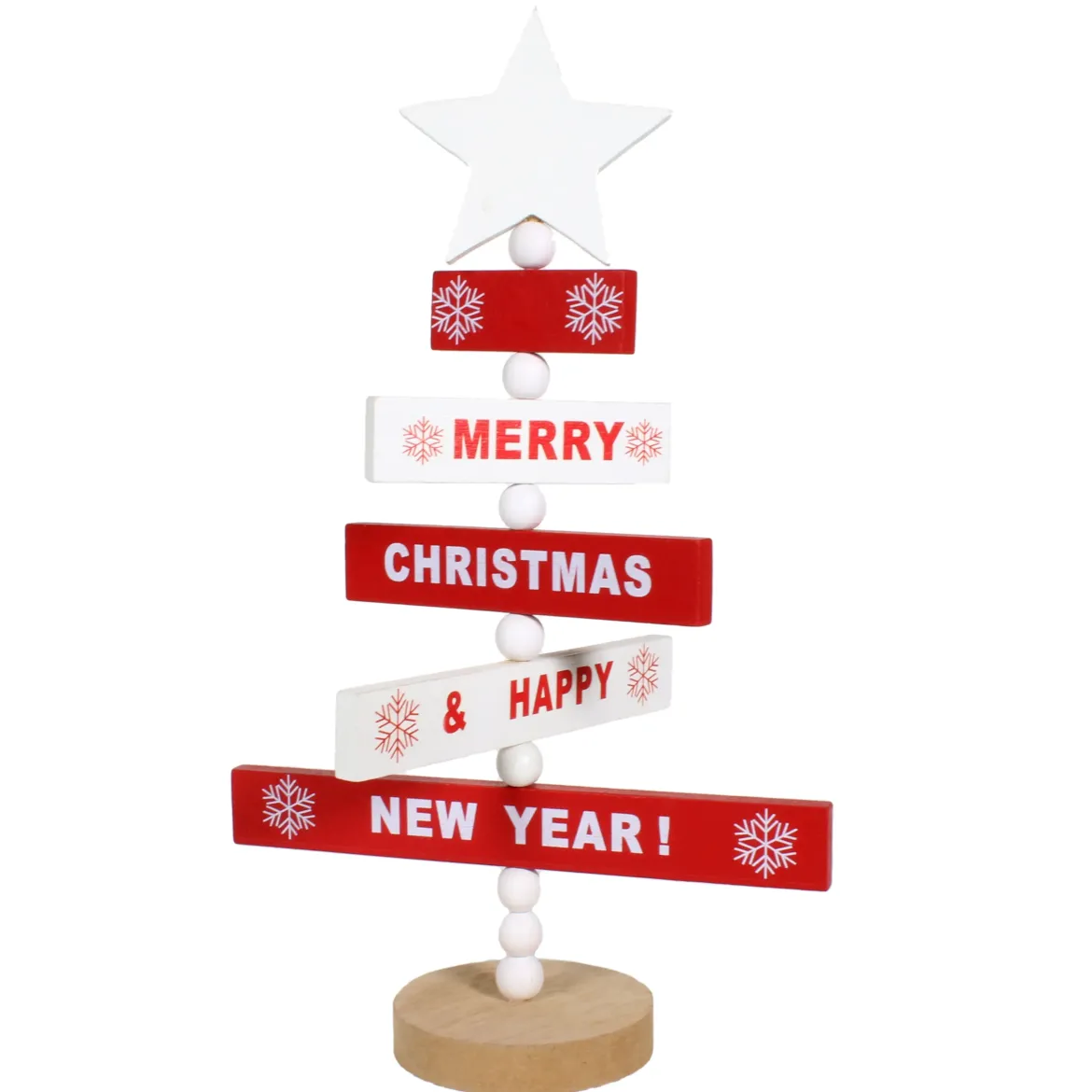 SAPIN DE NOEL PANCARTE ROUGE EN BOIS 33X19CM