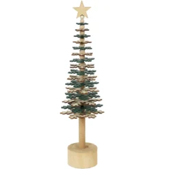 SAPIN DE NOEL ROTATIF VERT BOIS 10X37CM