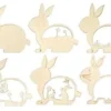 SCENE BOIS CISELE FORME LAPIN DE PAQUES 15X14.4CM