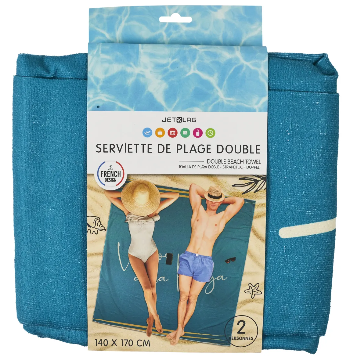 SERVIETTE PLAGE DOUBLE POP 170X140CM