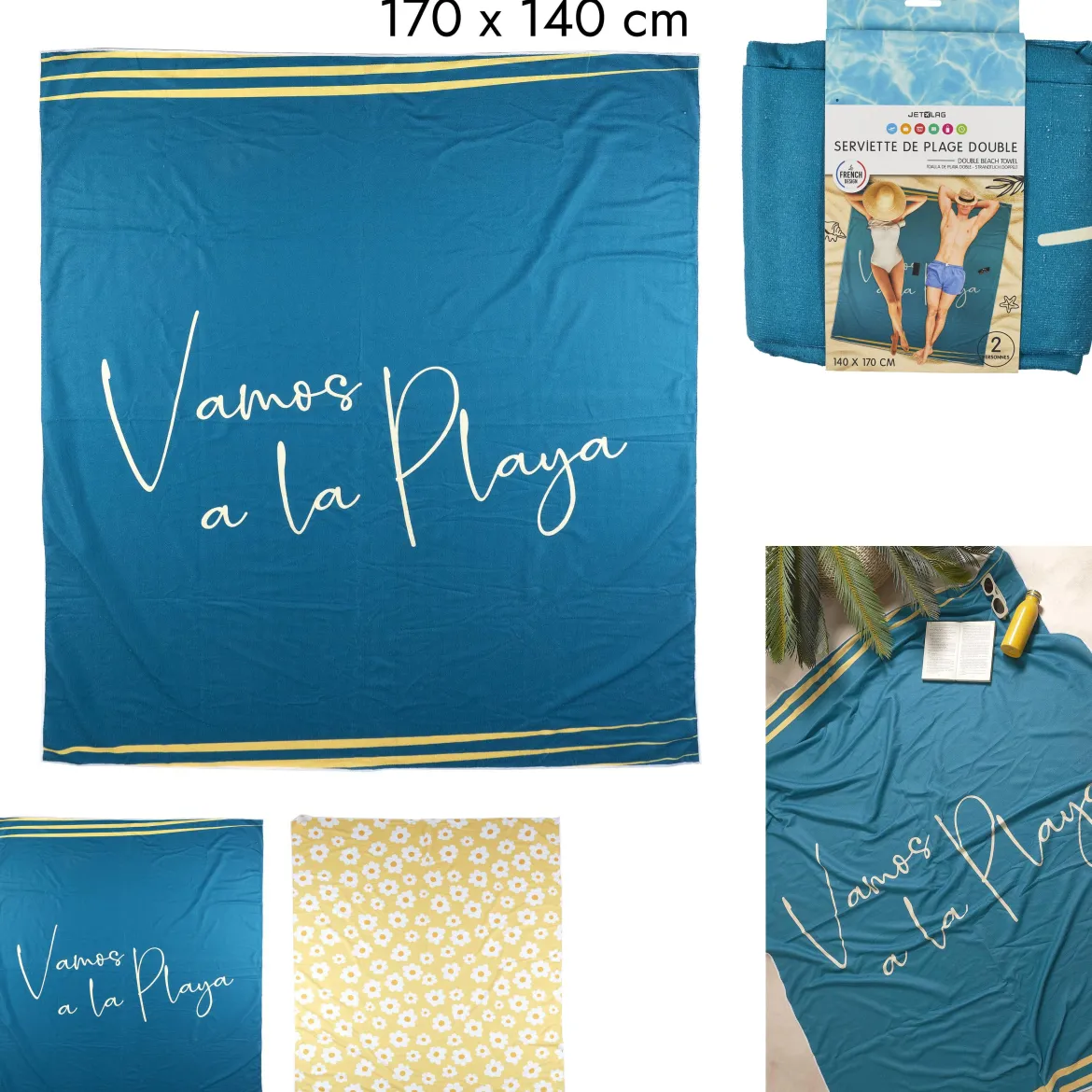 SERVIETTE PLAGE DOUBLE POP 170X140CM
