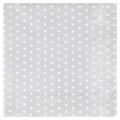 SERVIETTES COCKTAIL X20PCS MINI ETOILE ARGENT 3PLIS 25X25CM