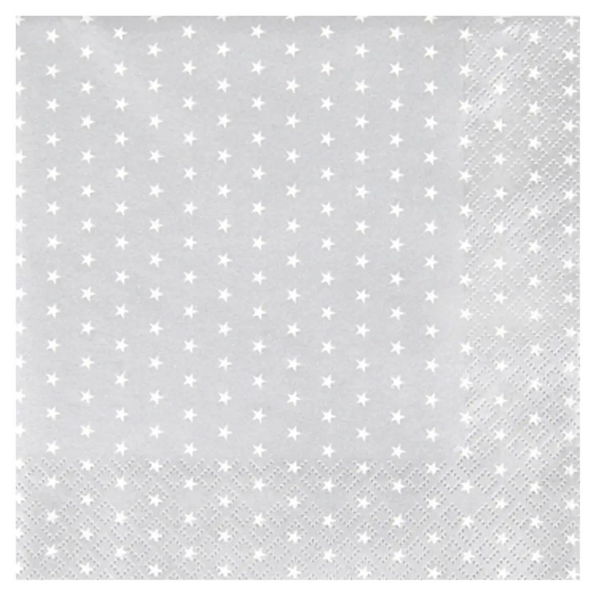 SERVIETTES COCKTAIL X20PCS MINI ETOILE ARGENT 3PLIS 25X25CM