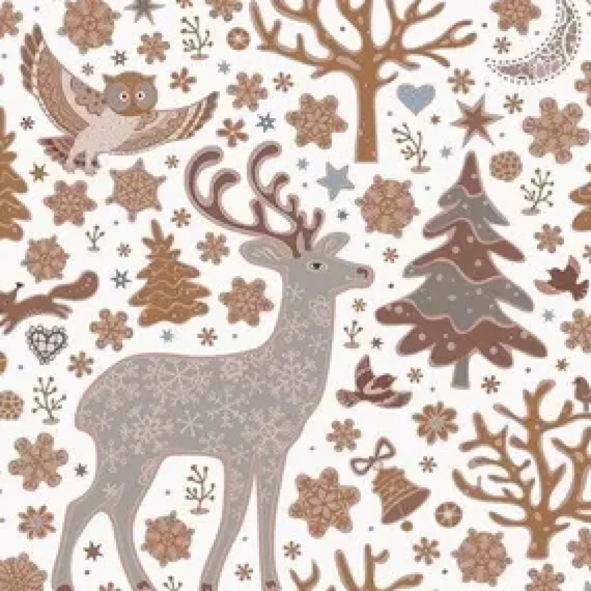 SERVIETTES IMPRIMEES 33X33CM X20 PCES ANIMAUX FORET