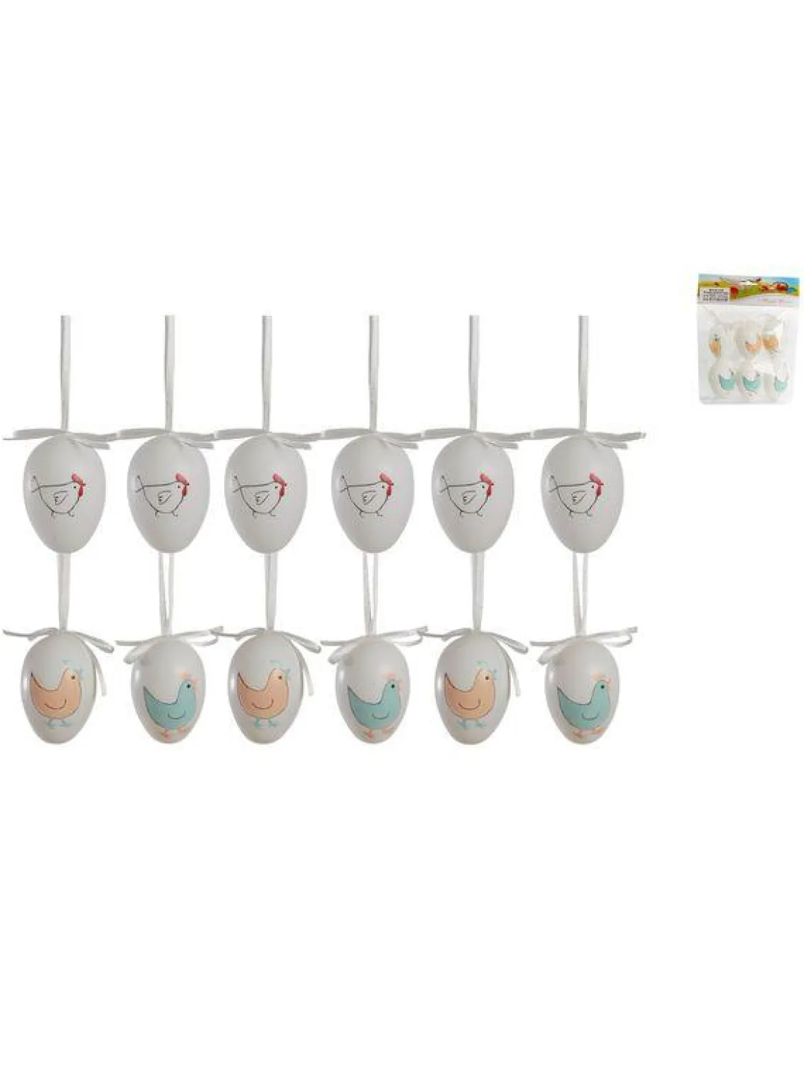 SET 6 OEUFS DECO BLANC POUSSIN