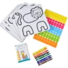 SET A COLORIER ANIMAUX A MONTER STICKERS ET 8 CRAYONS CIRE