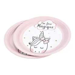 SET 6 ASSIETTES CARTON D.23CM LICORNE