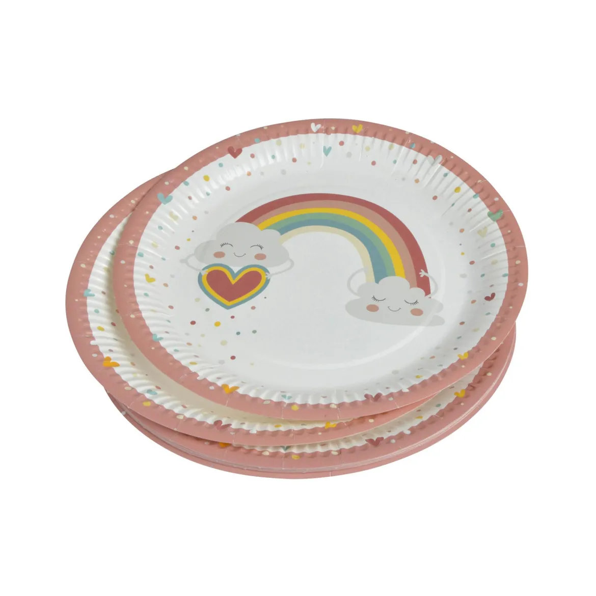SET 6 ASSIETTES CARTON D.18CM RAINBOW ROSE