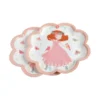 SET 6 ASSIETTES CARTON FORME FLEUR D.26CM PRINCESSE NATURE