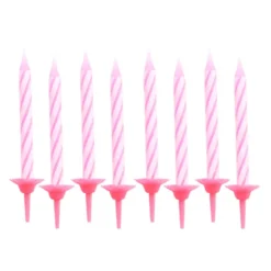 SET 24 BOUGIES ANNIVERSAIRE H.5.5CM ROSE