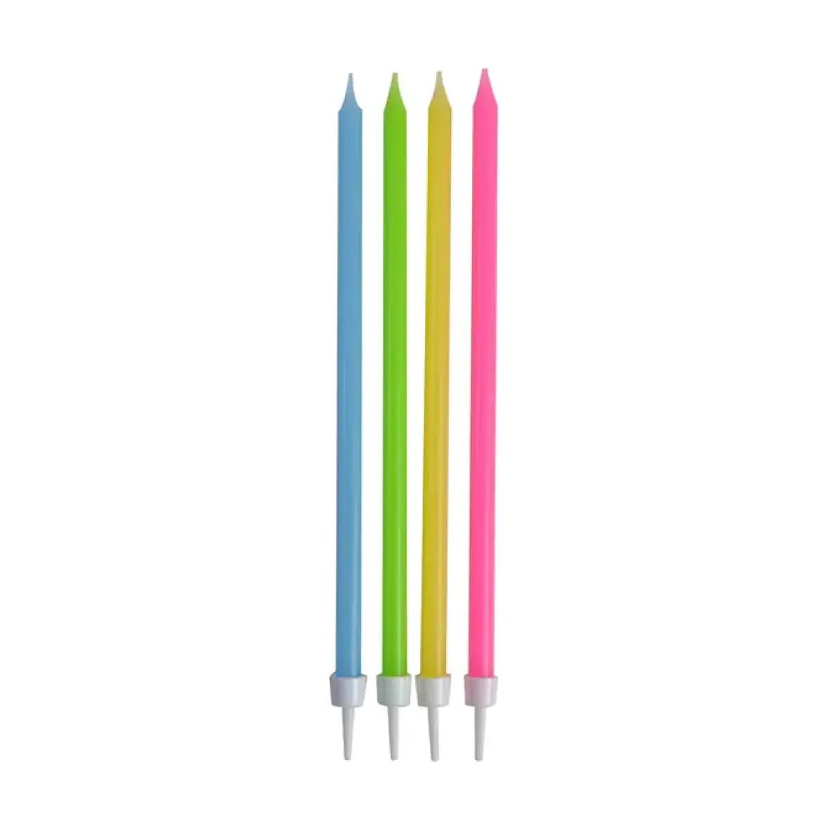 SET 16 BOUGIES ANNIVERSAIRE LONGUES H.14.5CM MULTICOLORE