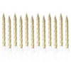 SET 12 BOUGIES METALLIQUES OR AVEC SUPPORT H.6CM