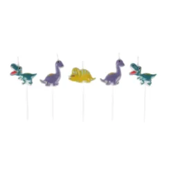SET 5 BOUGIES PIC PLASTIQUE HAPPY DINO
