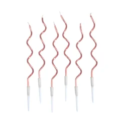 SET 12 BOUGIES SPIRALES AVEC SUPPORT H.12.5CM ROSE GOLD