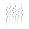 SET 12 BOUGIES SPIRALES AVEC SUPPORT H.12.5CM ARGENT