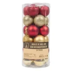 SET 24 BOULES NOEL PLASTIQUE D.6CM