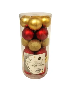 SET 24 BOULES NOEL PLASTIQUE D.6CM