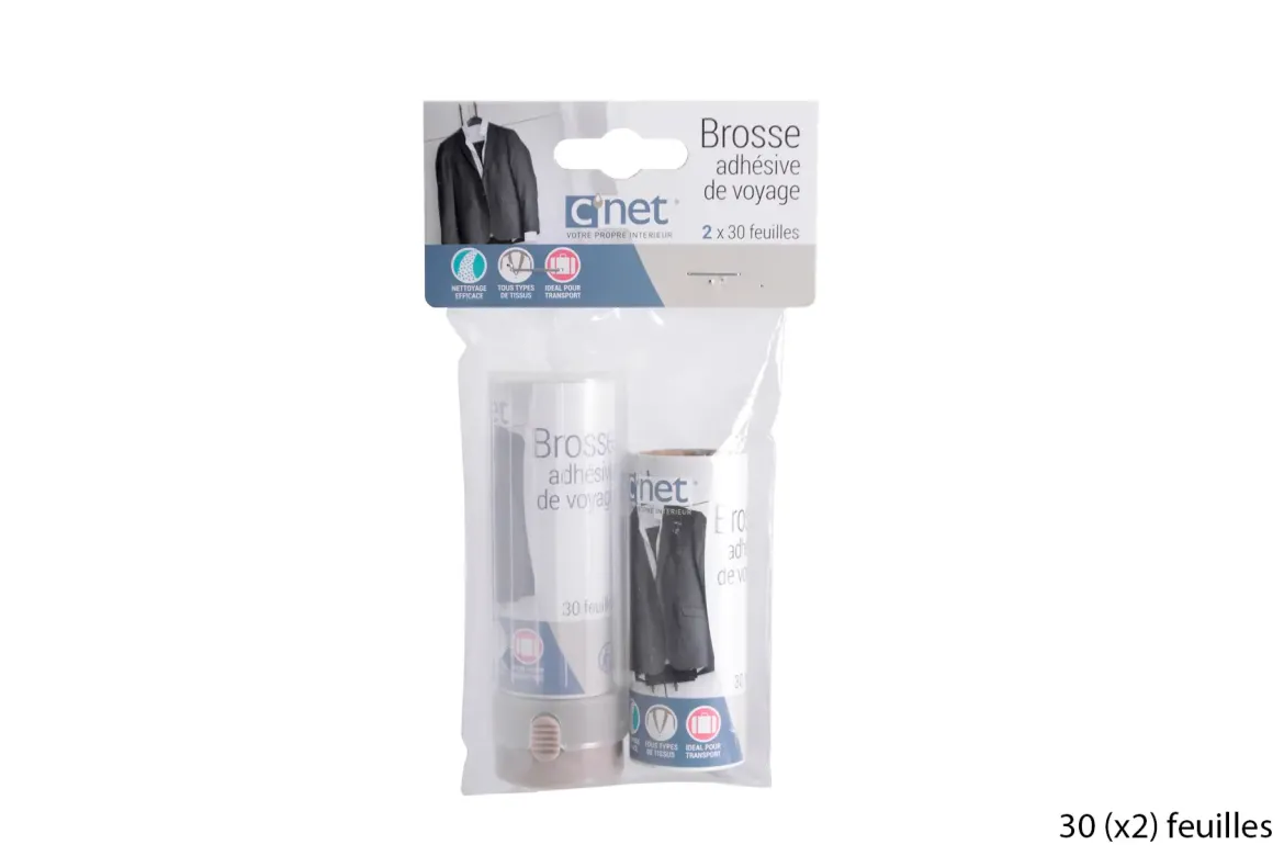 SET BROSSE ADHESIVE VOYAGE 2 X 30 FEUILLES