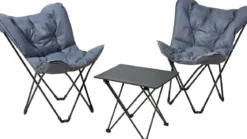 SET CAMPING PLIABLE 2 CHAISES PAPILLON ET 1 TABLE