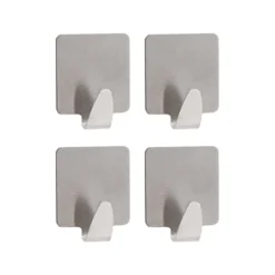 SET 4 CROCHETS ACIER INOXYDABLE 3M CARRE CHROME