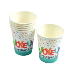 SET 6 GOBELETS CARTON 25CL HAPPY CONFETTIS