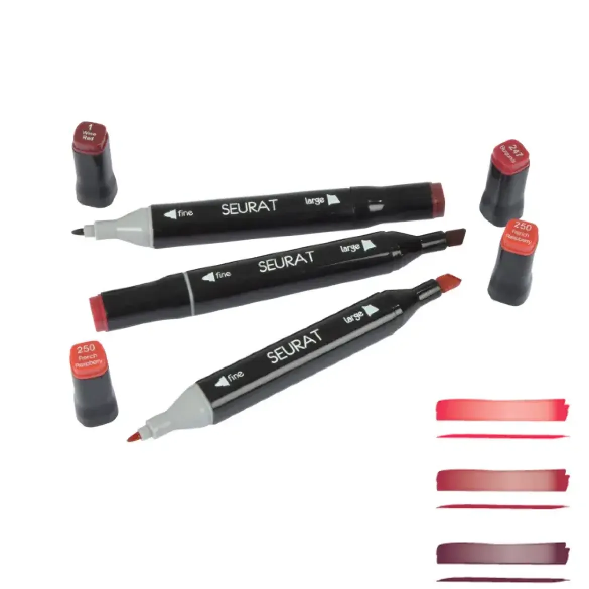 SET 3 MARQUEURS DOUBLE POINTE ROUGE