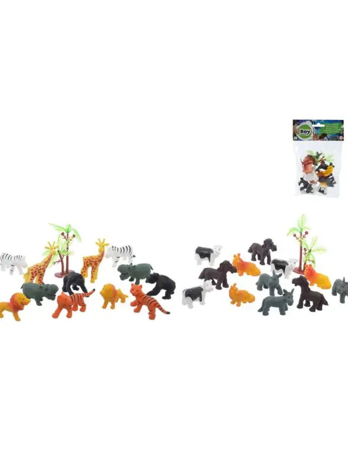 SET 13 PIECES ANIMAUX FERME SAVANE