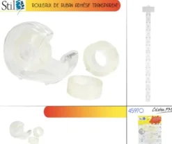 SET 3 ROULEAUX RUBAN ADHESIF TRANSPARANT AVEC 1 DEROULEUR