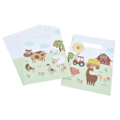 SET 6 SACS A BONBONS PAPIER H.23CM ANIMAUX LA FERME