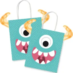 SET 4 SACS CADEAUX AVEC OEIL MOBILE D.18X8X32CM MONSTRES
