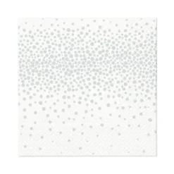 SET 20 SERVIETTES COCKTAIL 3 PLIS 25X25CM CONFETTIS ARGENT