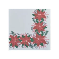 SET 20 SERVIETTES COCKTAIL 3 PLIS 25X25CM POINSETTIAS