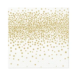SET 20 SERVIETTES COCKTAIL 3 PLIS 25X25CM CONFETTIS OR