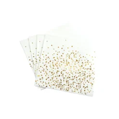 SET 20 SERVIETTES PAPIER 3 PLIS 33X33CM CONFETTIS OR