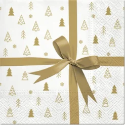SET 20 SERVIETTES 3 PLIS 33X33CM CADEAU DORE